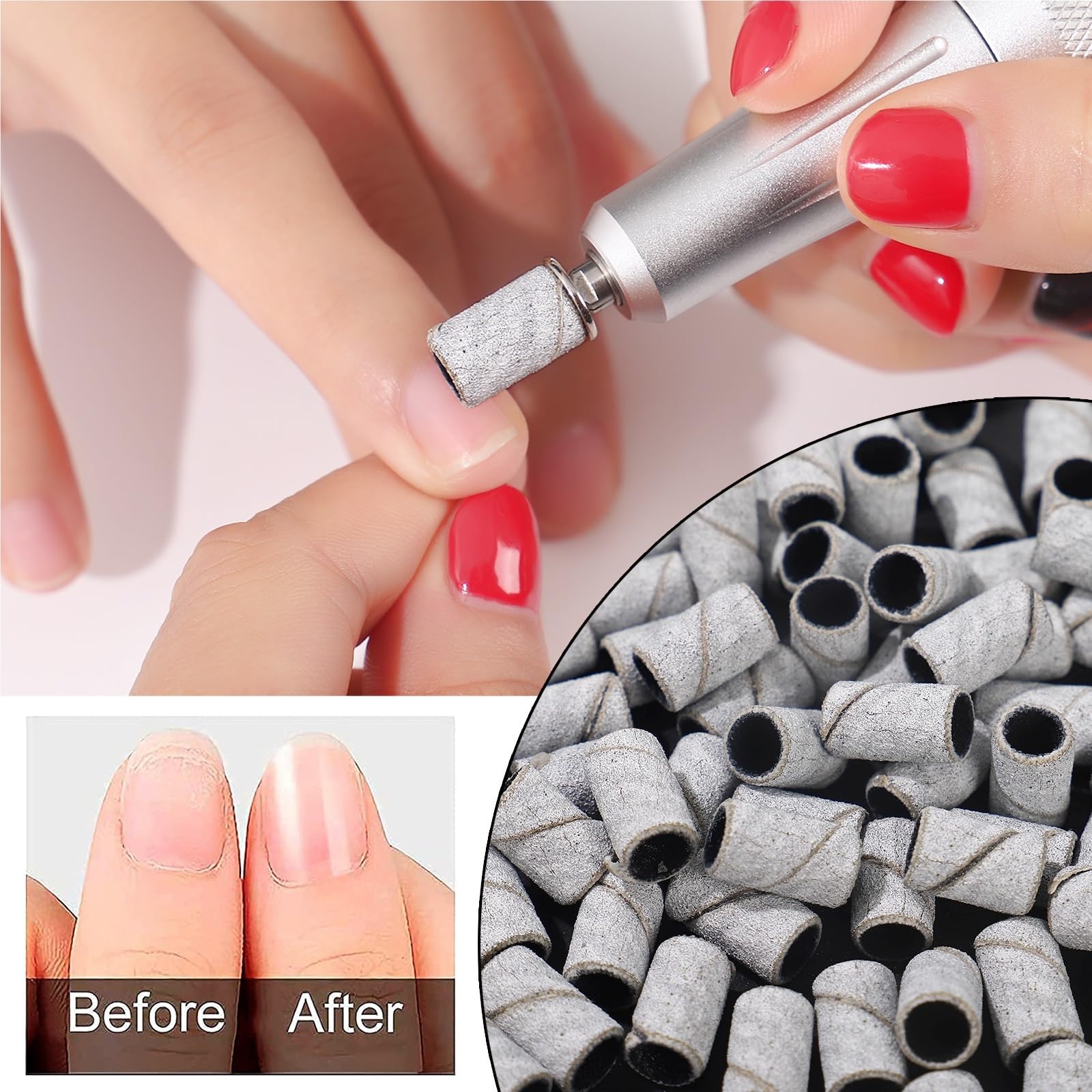 Lijas para Uñas Máquina for uñas, brocas for el cuidado de los pies, pulido, manicura, quitaesmalte gel, herramientas repuesto, cortador(3 Sizes 100pcs)