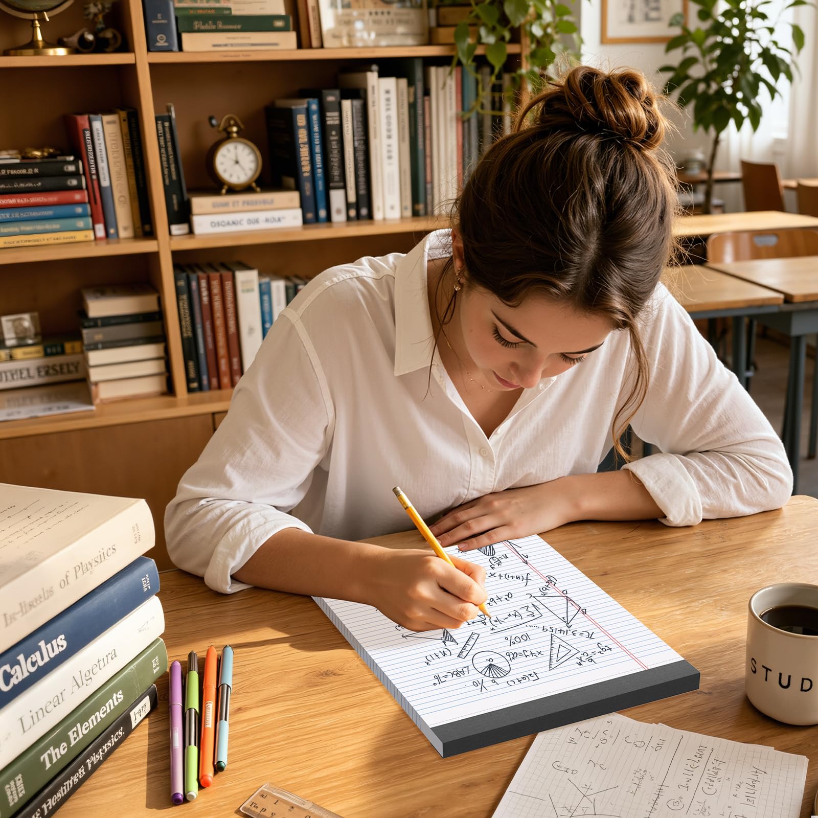 Confezione da 2 blocchi per appunti bianchi da 21 x 28 cm, a righe con retro rigido, micro perforati per ufficio, scuola e casa, 50 fogli per blocco, ideali per studenti, insegnanti e professionisti