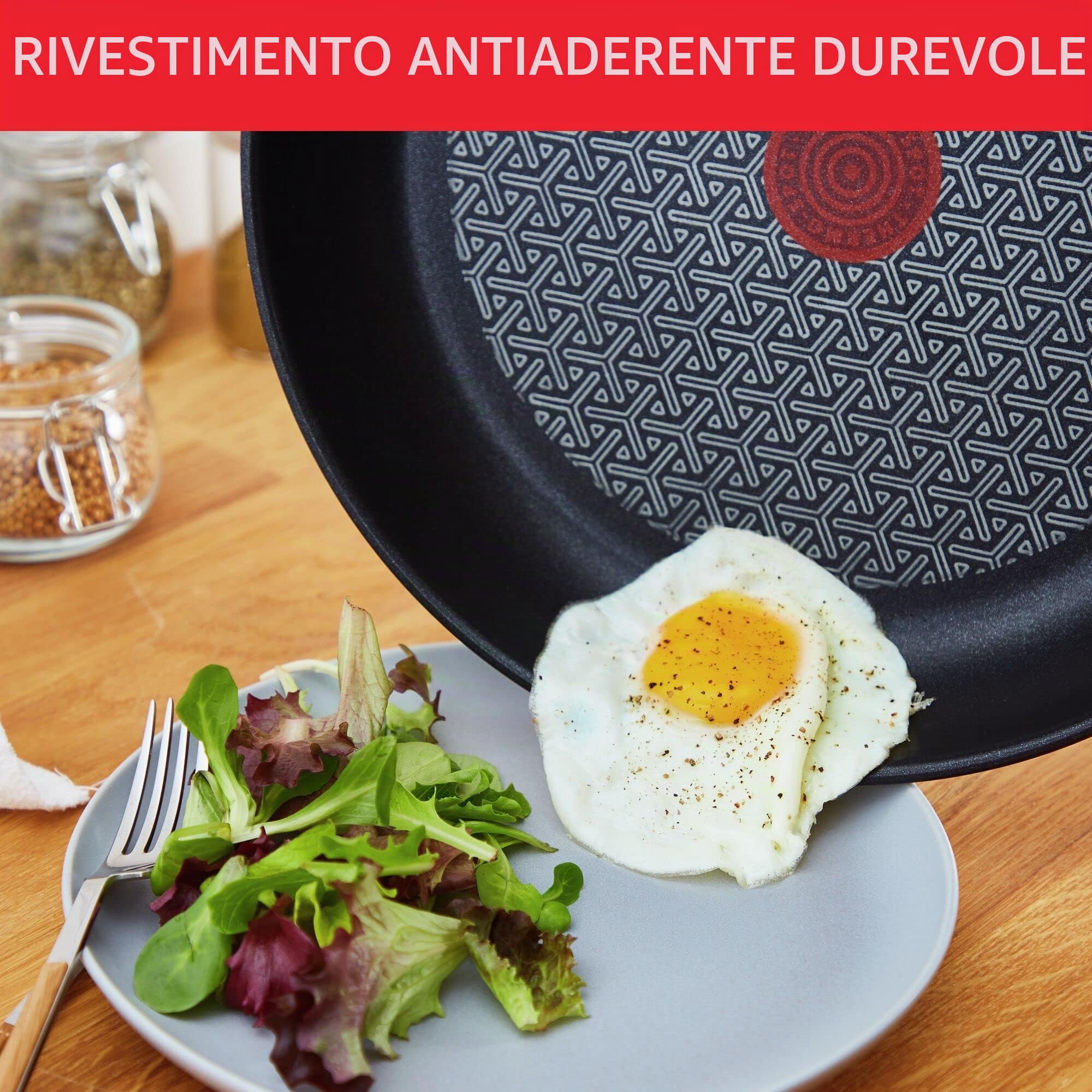 Tefal Comfort Max - Padella da 30 cm, adatta a induzione, antiaderente, rivestimento in titanio, Thermo-Signal, senza PFOA, lavabile in lavastoviglie e forno, in acciaio inox