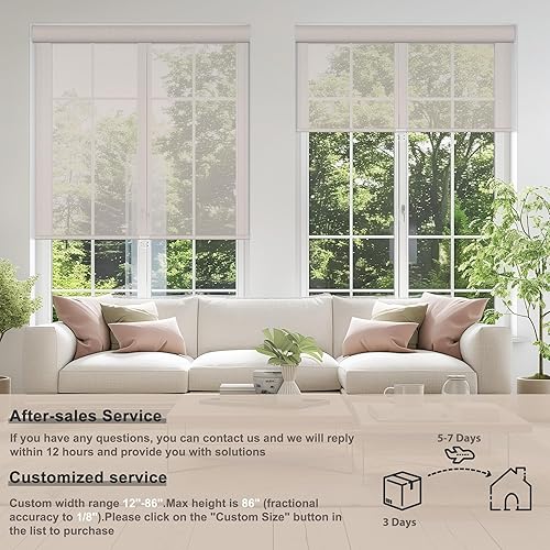 Vista 2 de Persianas enrollables con filtro de luz personalizadas para ventanas, persianas enrollables solares sin cordón, 10 % de apertura, cenefa de casete