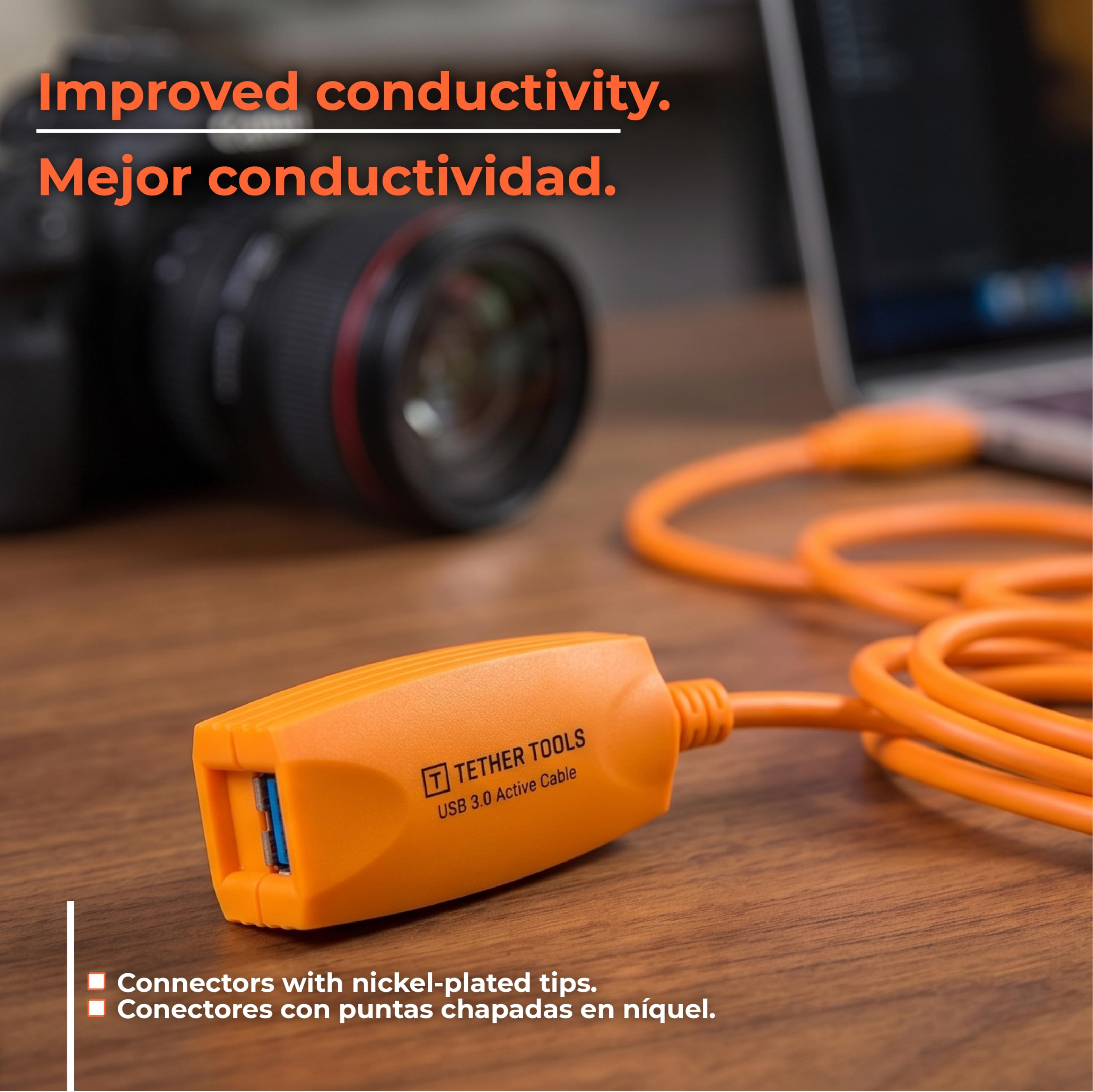 Tether Tools Cable USB Tetherpro Cable USB 3.0 de extensión Activo de 5 m en Color Naranja [CU3017]