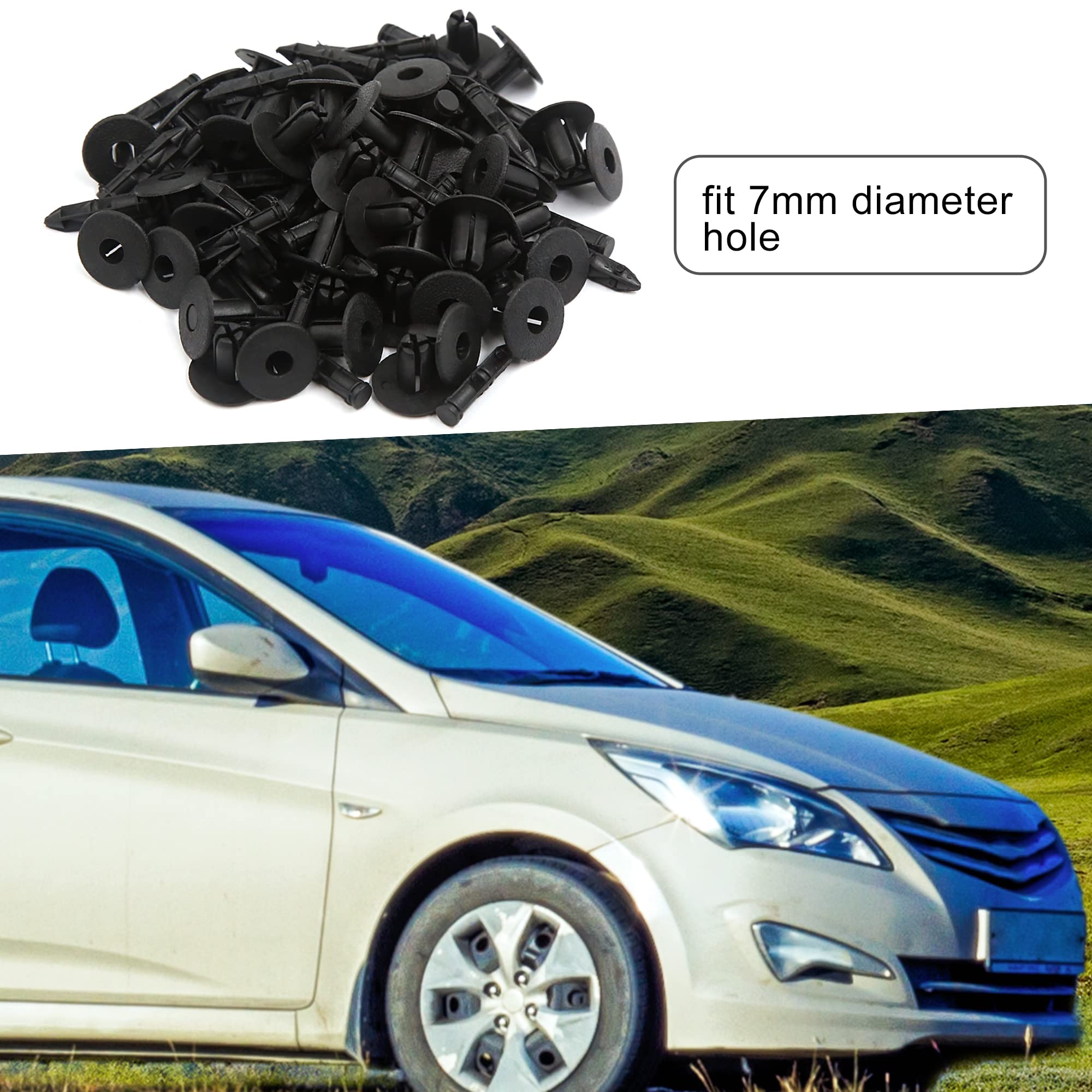 60pz 12mm Nero dia rivetto plastica ritegno parafango auto