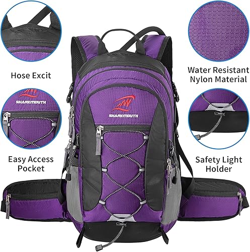 Miniatura 6 de SHARKMOUTH Mochila de hidratación  Mochila aislada con bolsa de agua de 2.5L para senderismo, correr, acampar, ciclismo