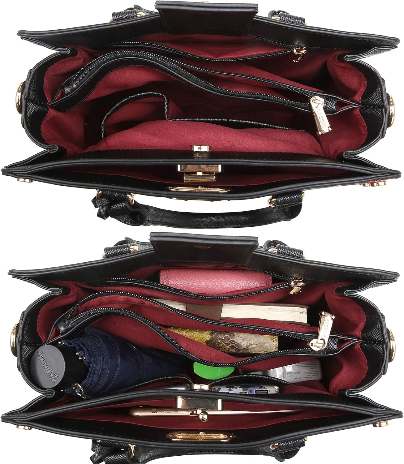 Dasein Women Medium Satchel Handbag Work Tote Shoulder Bag Top Handle Purse with Matching Clutch 2pcs Set - Image 5