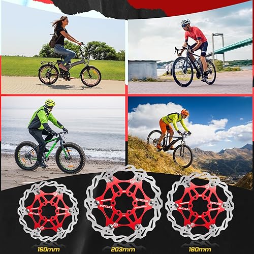 Miniatura 6 de BUCKLOS Rotor de freno de disco flotante de 6.299 in, 7.087 in y 7.992 in, rotores de frenos MTB de acero inoxidable con 6 pernos, rotor de disco
