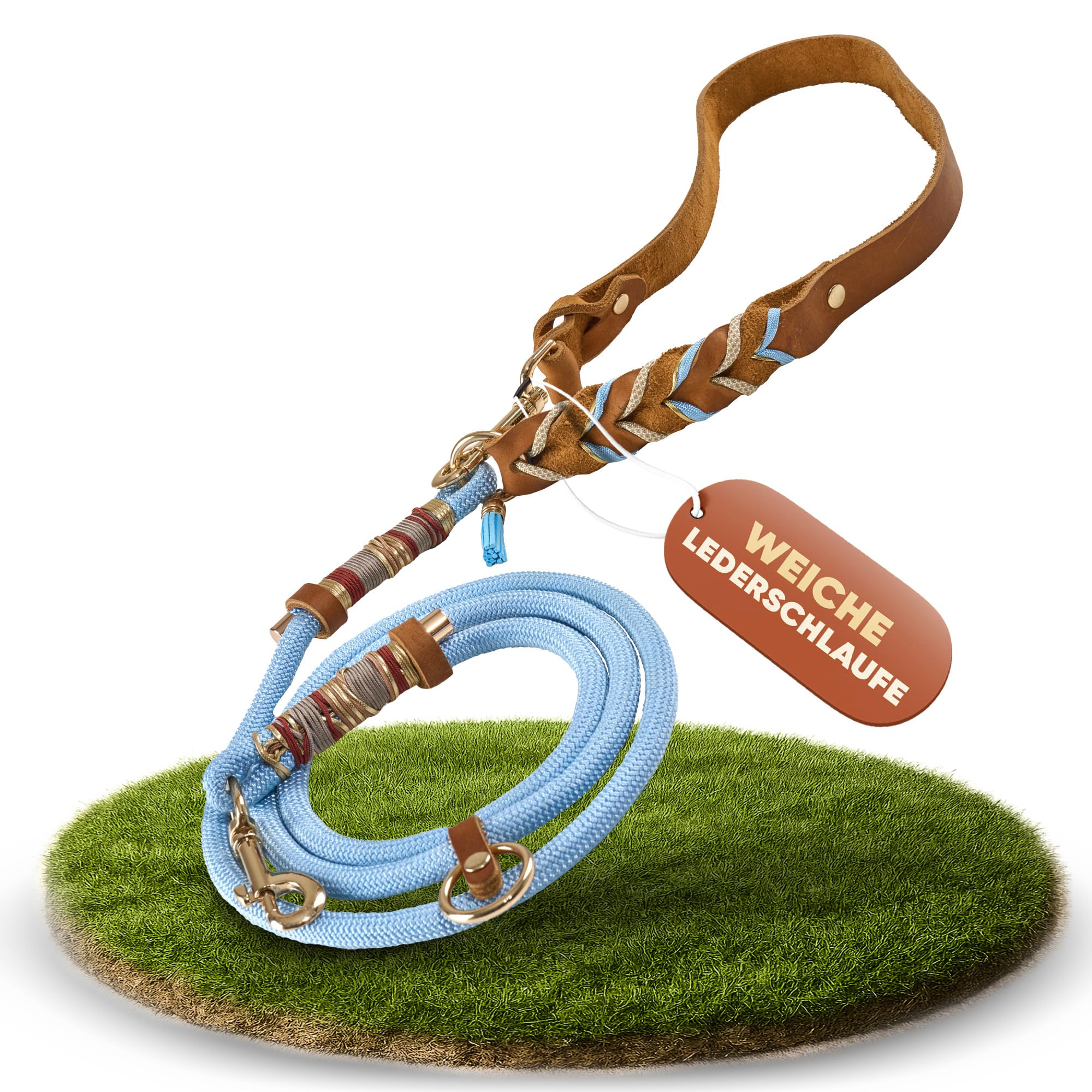 Famblanetia - Guinzaglio per cani in pelle, 2-3 m