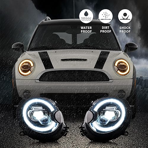 Miniatura 9 de VLAND - Faros delanteros de proyector LED compatibles con BMW MINI Cooper R55 R56 R57 R58 R59 2007-2013 con respiración y animación dinámica de
