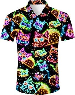 uideazone Mens Funny Hawaiian Shirts 3D Graphic Holiday Beach Aloha Shirt | Soft Lightweight Quick-Dry Fabric, Breathable, Button Placket, No Fade, No Peeling, for Vacation, Luau Party, Pool Beach Trip