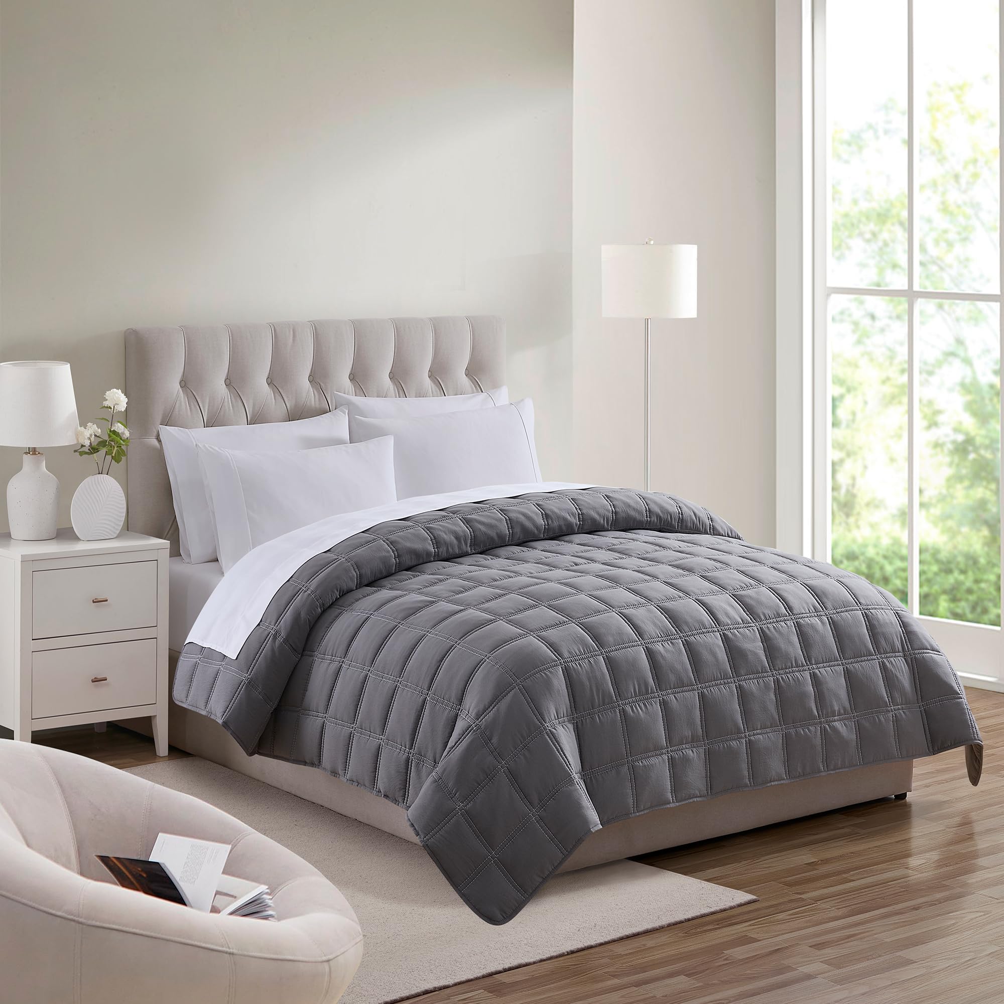 Queen Comforter Oversized Double Box Stitch Duvet Insert – Soft, Fluffy, Generously Filled Down Alternative Bedding for All Seasons – Excellent
