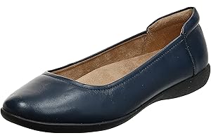 Navy Blue Wide Width Shoes for Women: Flexy Round Toe Ballet Flats
