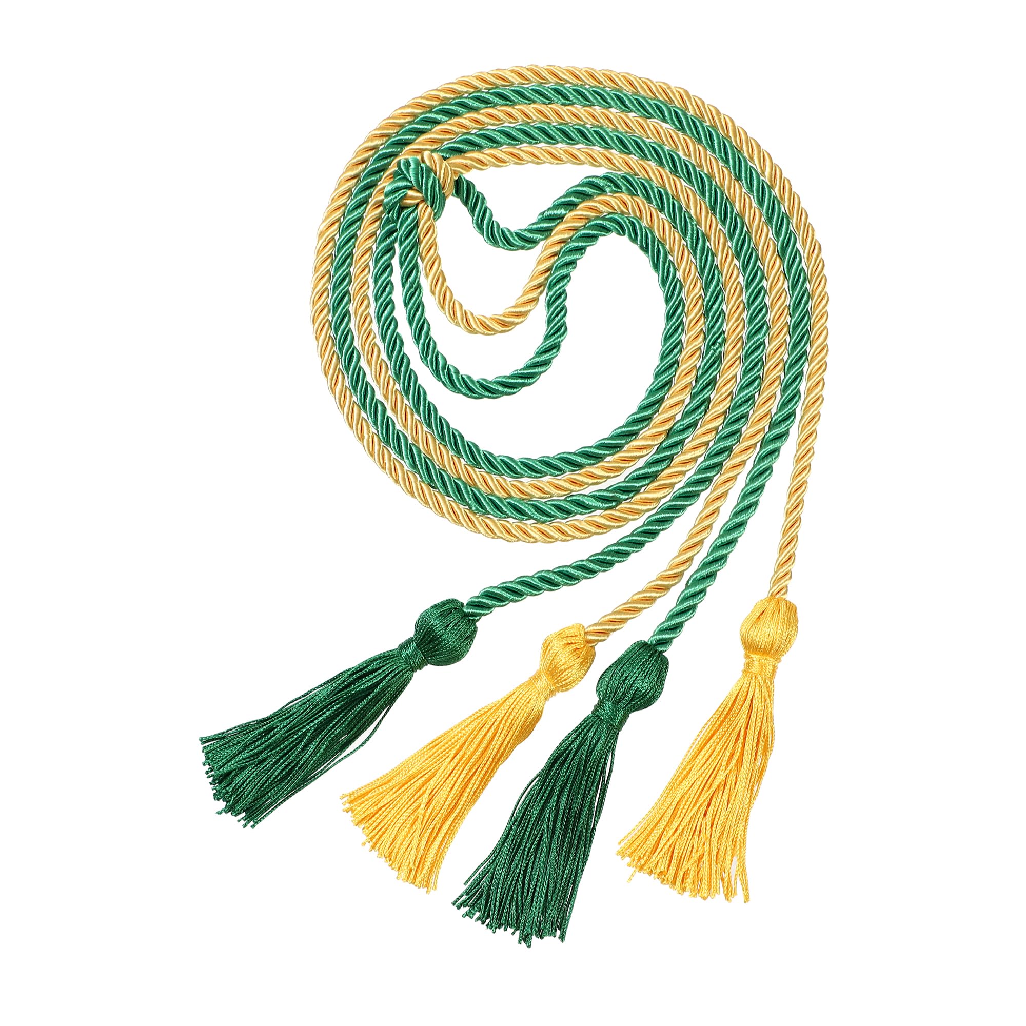 Graduation Double Honor Cords with Tassel, 68" (Kelly Green+Gold)