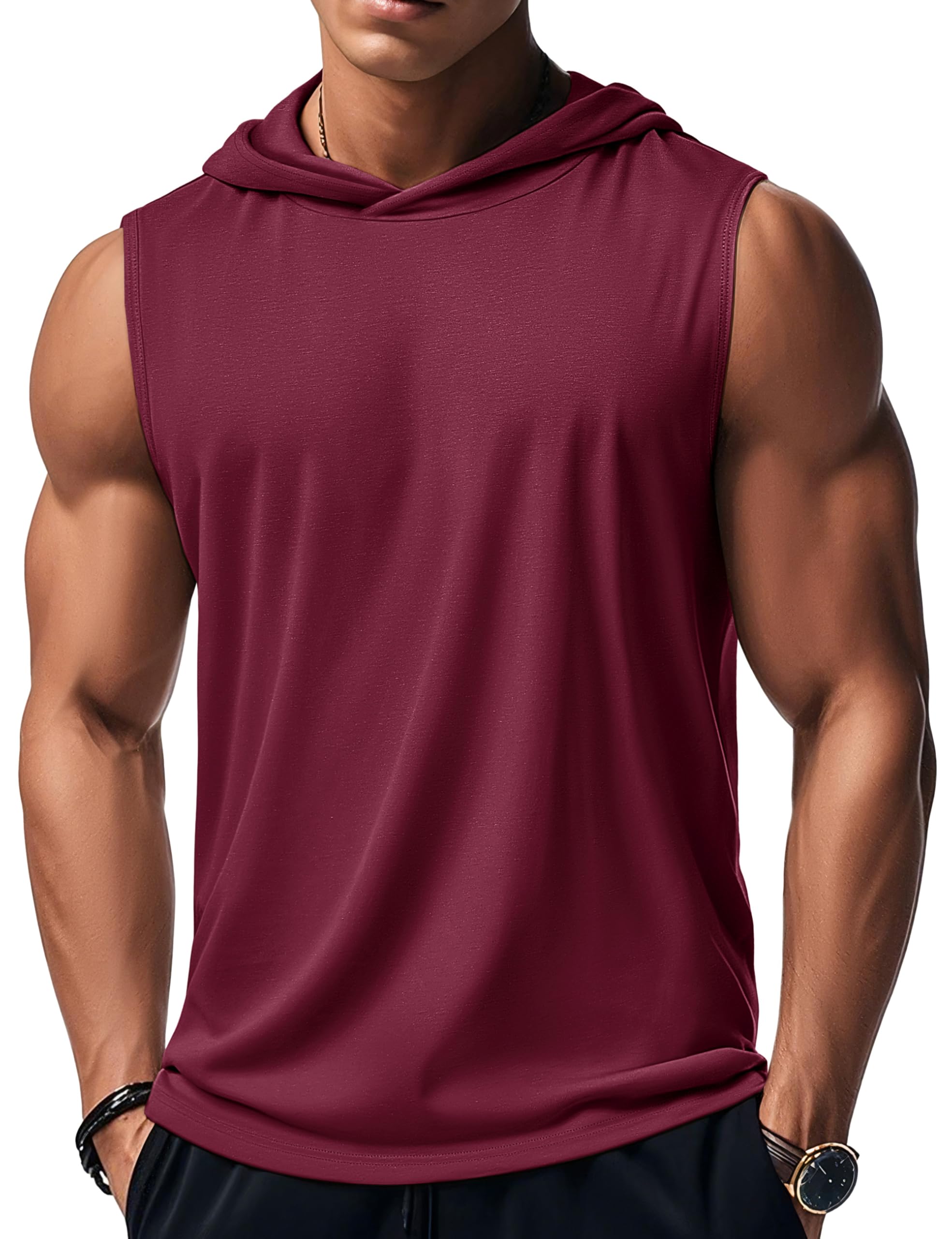 MAGCOMSEN Mens Tank Top Sleeveless Hoodie Cotton T-Shirt Summer Casual Shirt Muscle Tee