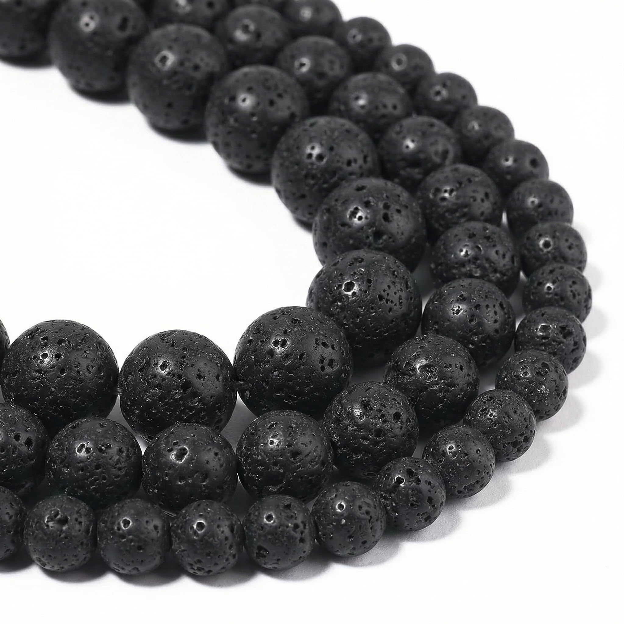45pcs Volcanic Rock/Black Lava Rock Beads，8mm Healing Power Natural Stone Round Loose Beads for Jewelry Making Earring Necklace DIY Crafts