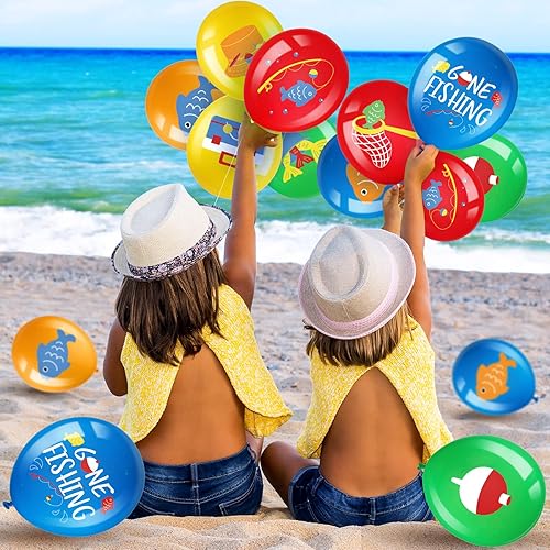 Miniatura 6 de Zomiboo Paquete de 36 globos de pez Bobber Ofishally decoración de un cumpleaños, globos de látex para fiesta de peces bajo el mar, criatura de