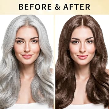 Brown Hair Dye Shampoo for Gray Hair, Hair Color Shampoo for Women and Men, Herbal Ingredients, 3 in 1 100% Gray Coverage Long-Lasting