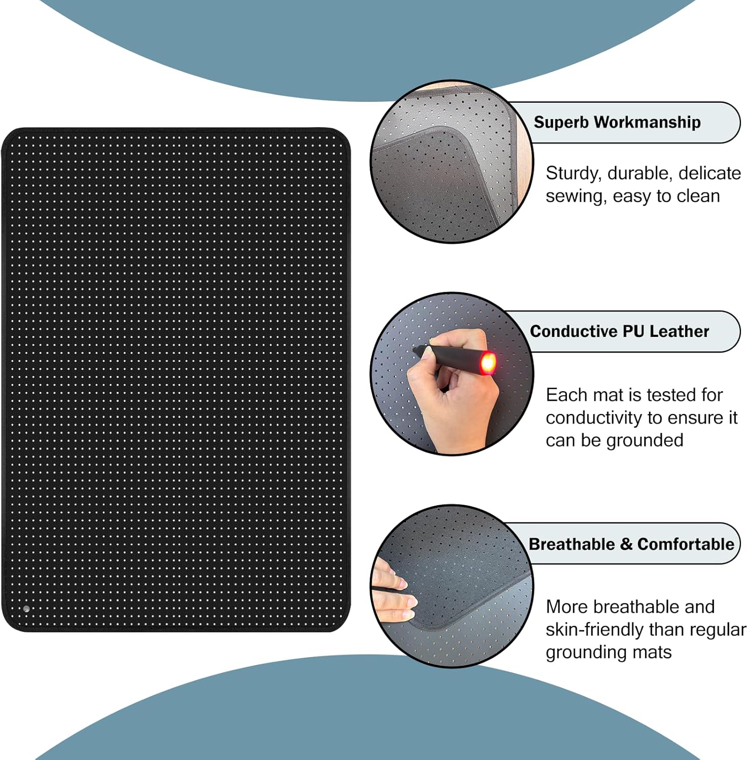 NIULAFR Grounding Mat with 15ft Grounding Cord, Grounding Pad 15.7 x 19.6 Inch, Earth Therapy for Better Sleep