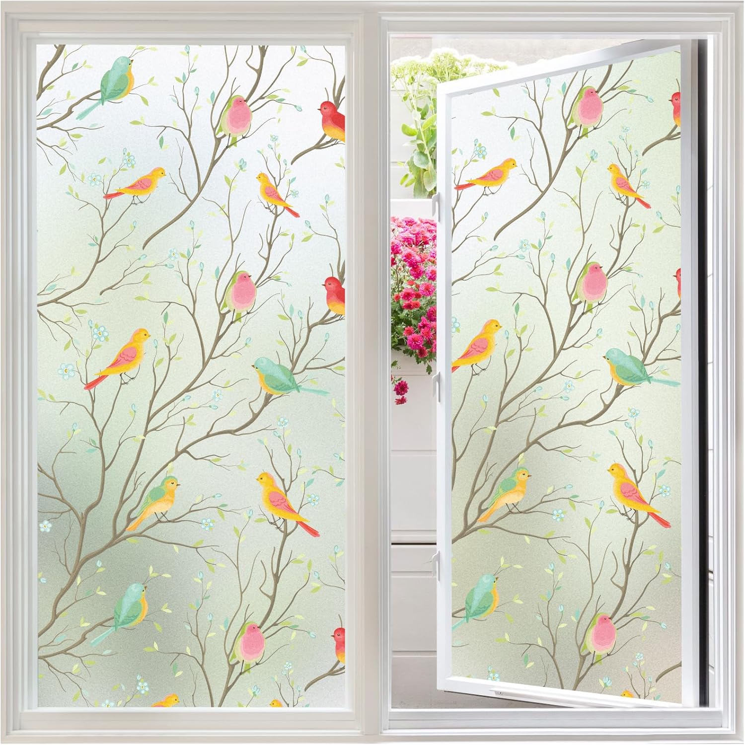 Coavas Privacy Window Film Stained Glass Window Decals Heat