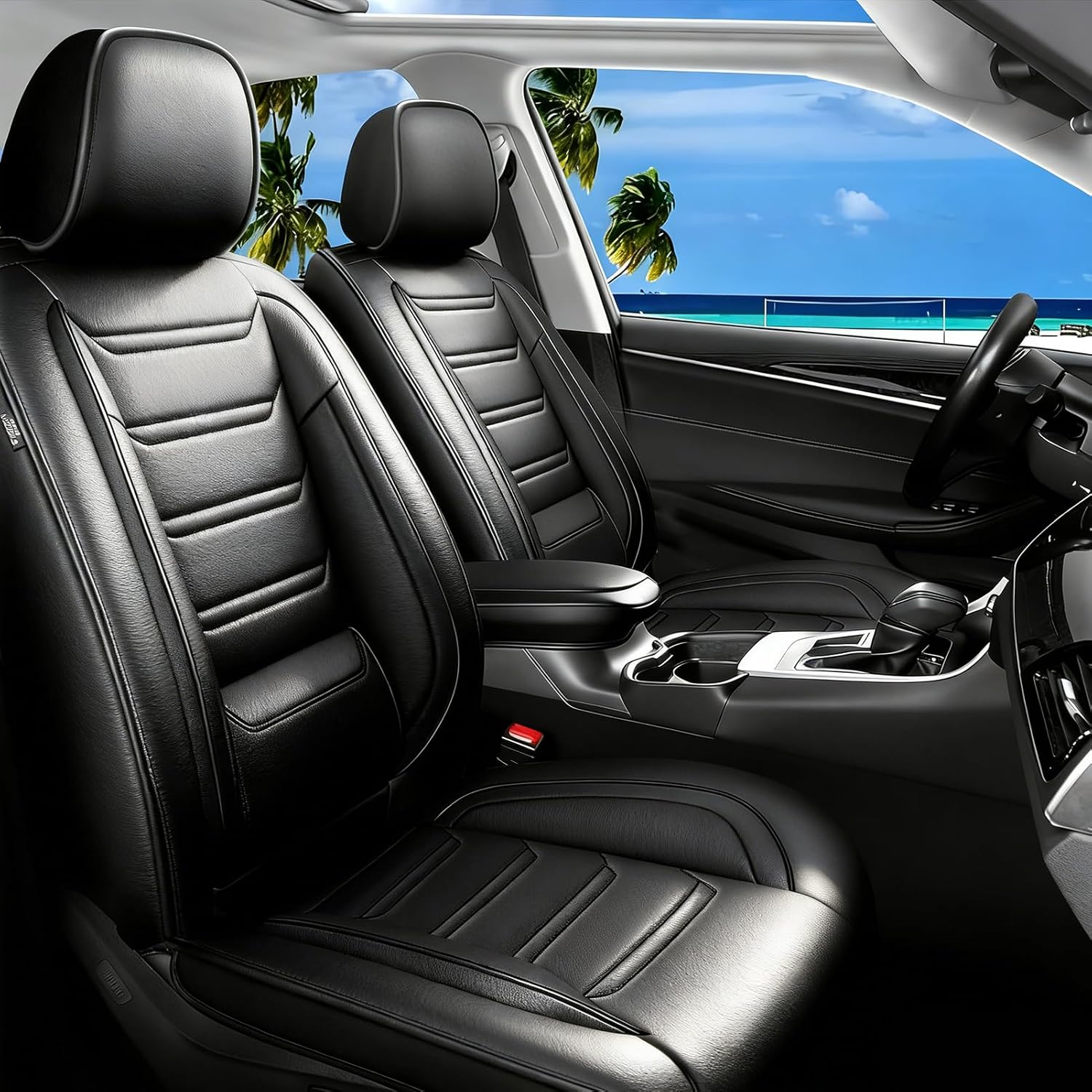 fit 4runner car seat covers (only for 5 seats version) for select toyota 4runner 2003-2024 - full coverage leather, airbag compatible, waterproof & all weather seat cushion protector, black