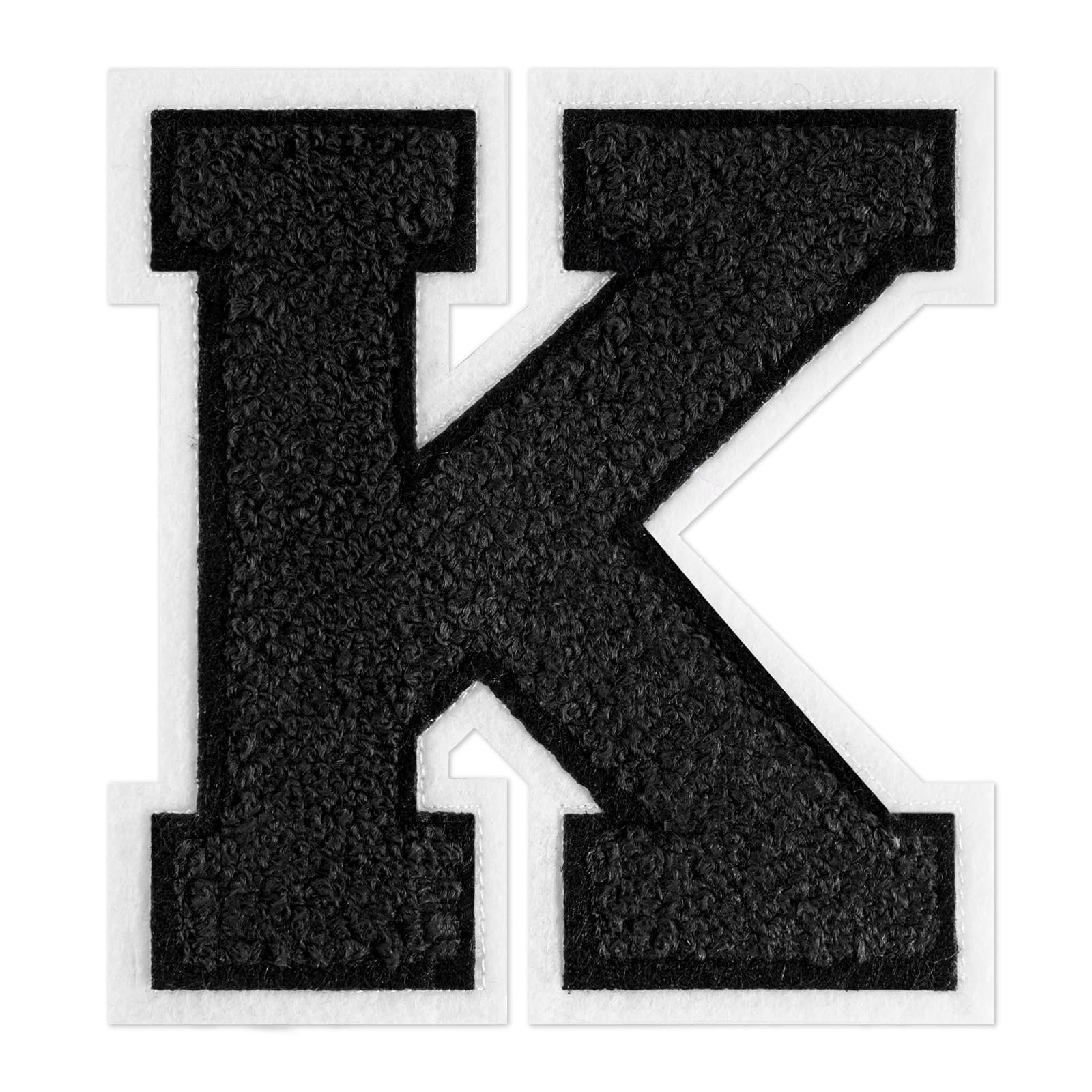 QianSiLi 6.5 Inch Chenille Iron On Letters for Clothes Varsity Letter Patches Embroidered Patch Iron On Patches for Clothing Jacket/Hoodie/Varsity (Black,K)
