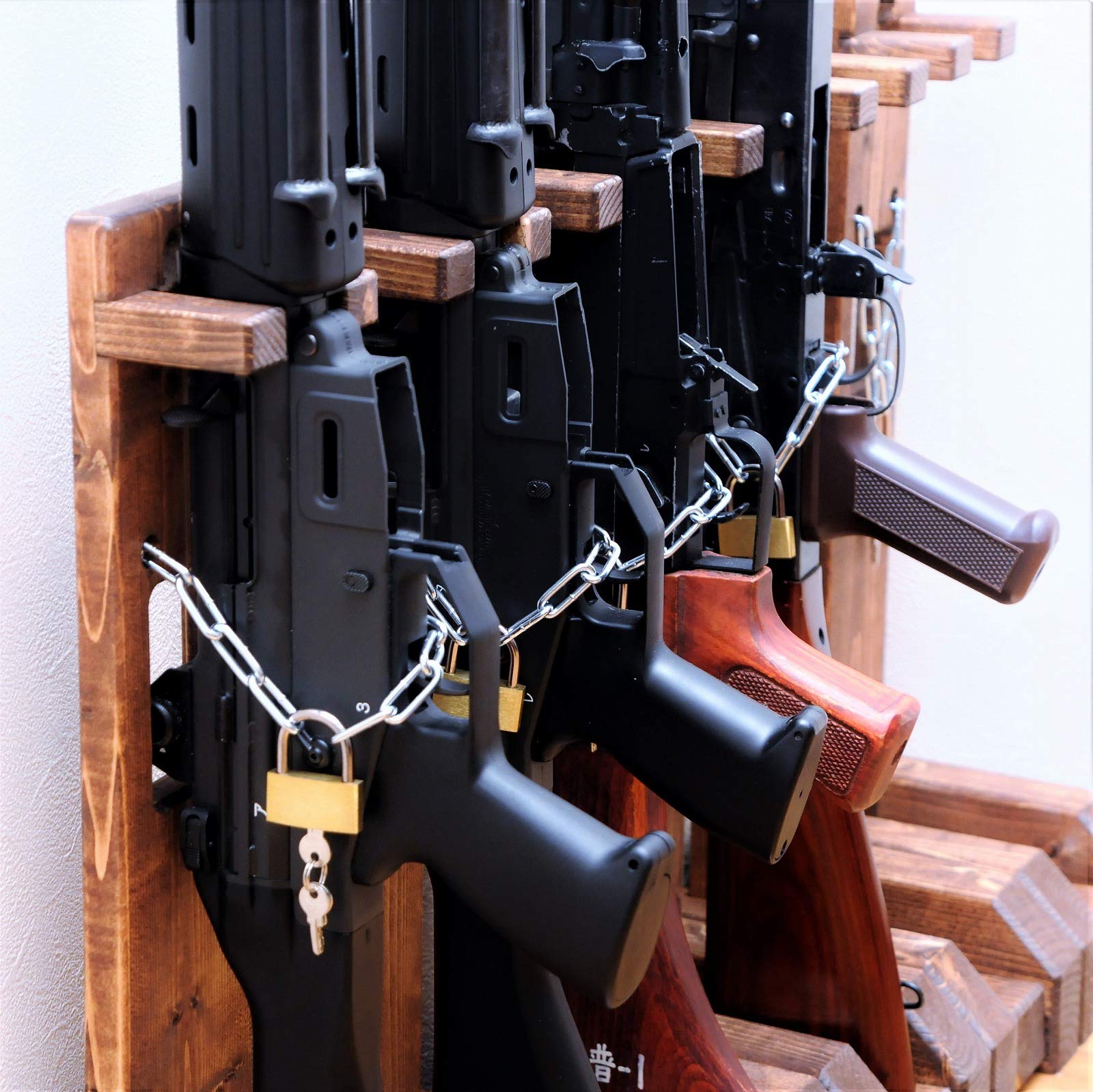 89/64式小銃用木製銃架 2台セット　チェーンロック付き Amazon | 89式/64式小銃専用木製銃架 チェーンロックつき！安定
