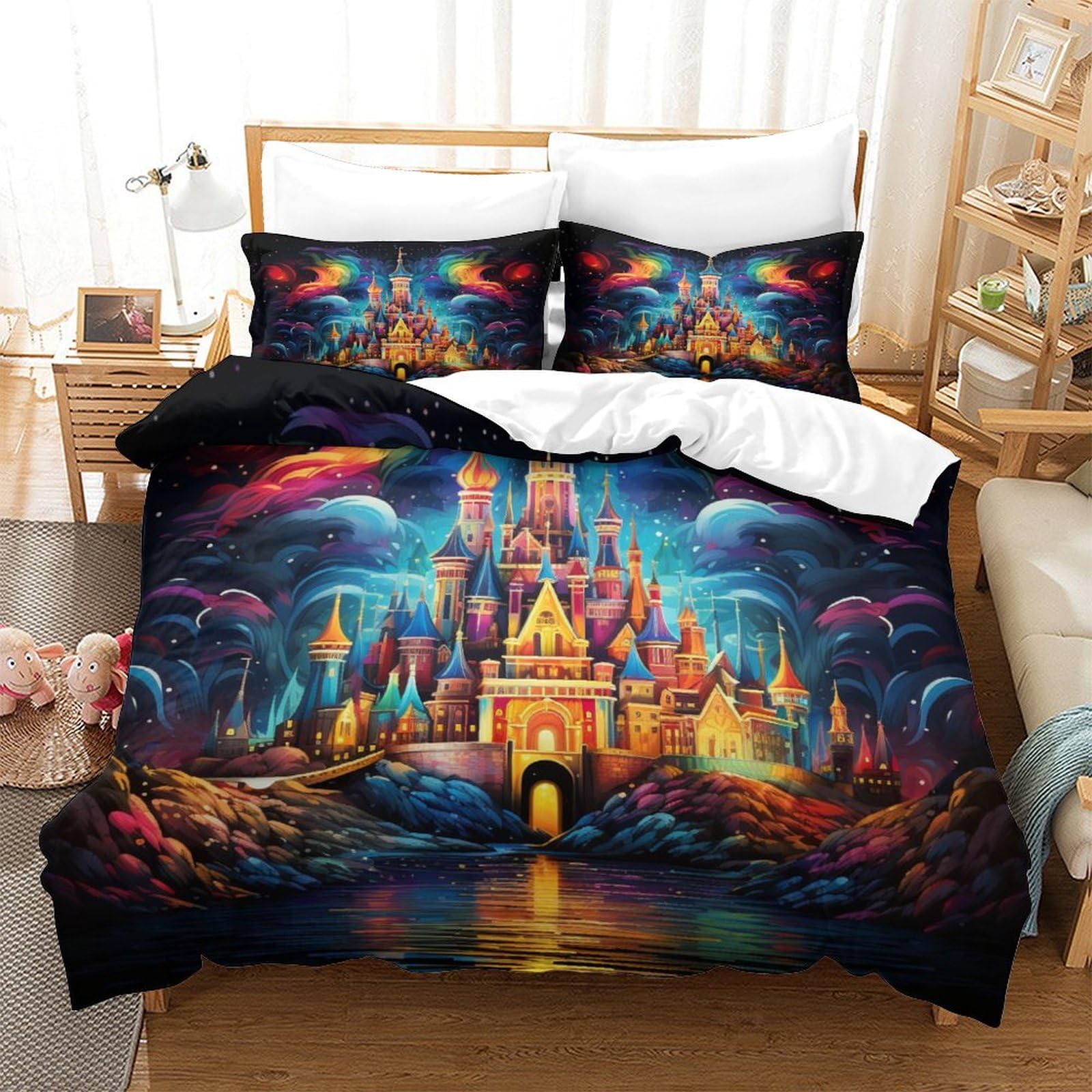Housse de couette 260x220 château magique lit Super King 3D
