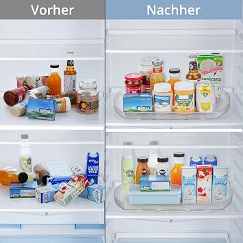 Winter Shore Rectangular Refrigerator Turntable - Rectangular Organizer Rotating & Sliding - Lazy Susan Turntable for Fridge Kitchen Pantry Cabinets Worktop - 42 x 28 x 3.5 cm