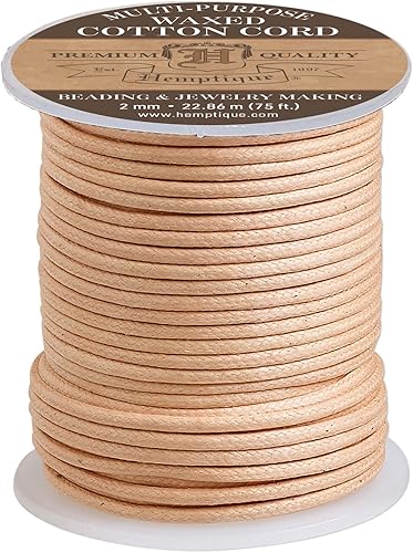Miniatura 2 de Hemptique Cordón de algodón encerado de 0.020 in para artes y manualidades (natural, 0.039 in)