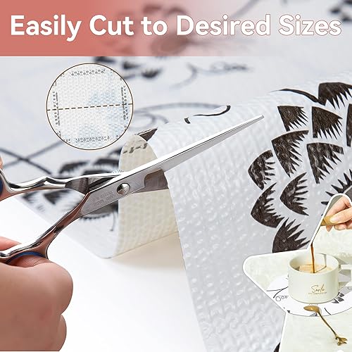 Miniatura 5 de RAY STAR - Forro para estantes, no adhesivo, hojas negras, floral, para cajón de despensa, agarre fuerte, antideslizante, para organización de