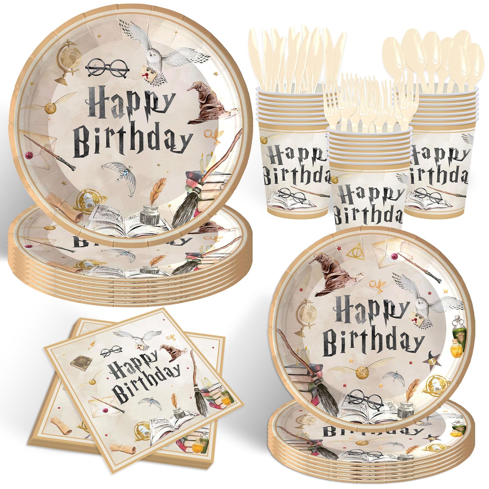 140PCS Birthday Party Paper Plates Napkins themed Birthday Party Supplies Paper Cups Dessert Plates Kids Boys Birthday Decorations Set for 20 Guests