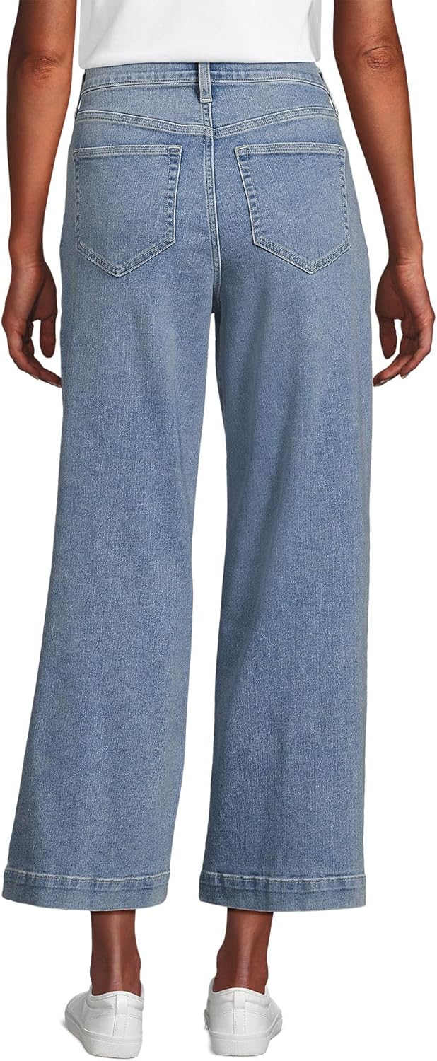Lands' End Women's Recover Denim High Rise Wide Leg Crop Jeans - Image 2