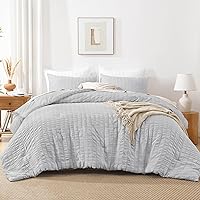 Vista 2 de AveLom - Juego de edredón de sirsaca, queen (90 x 90 pulgadas), 3 piezas - gris claro, 100% microfibra, lavado suave, alternativa al plumón, diseño