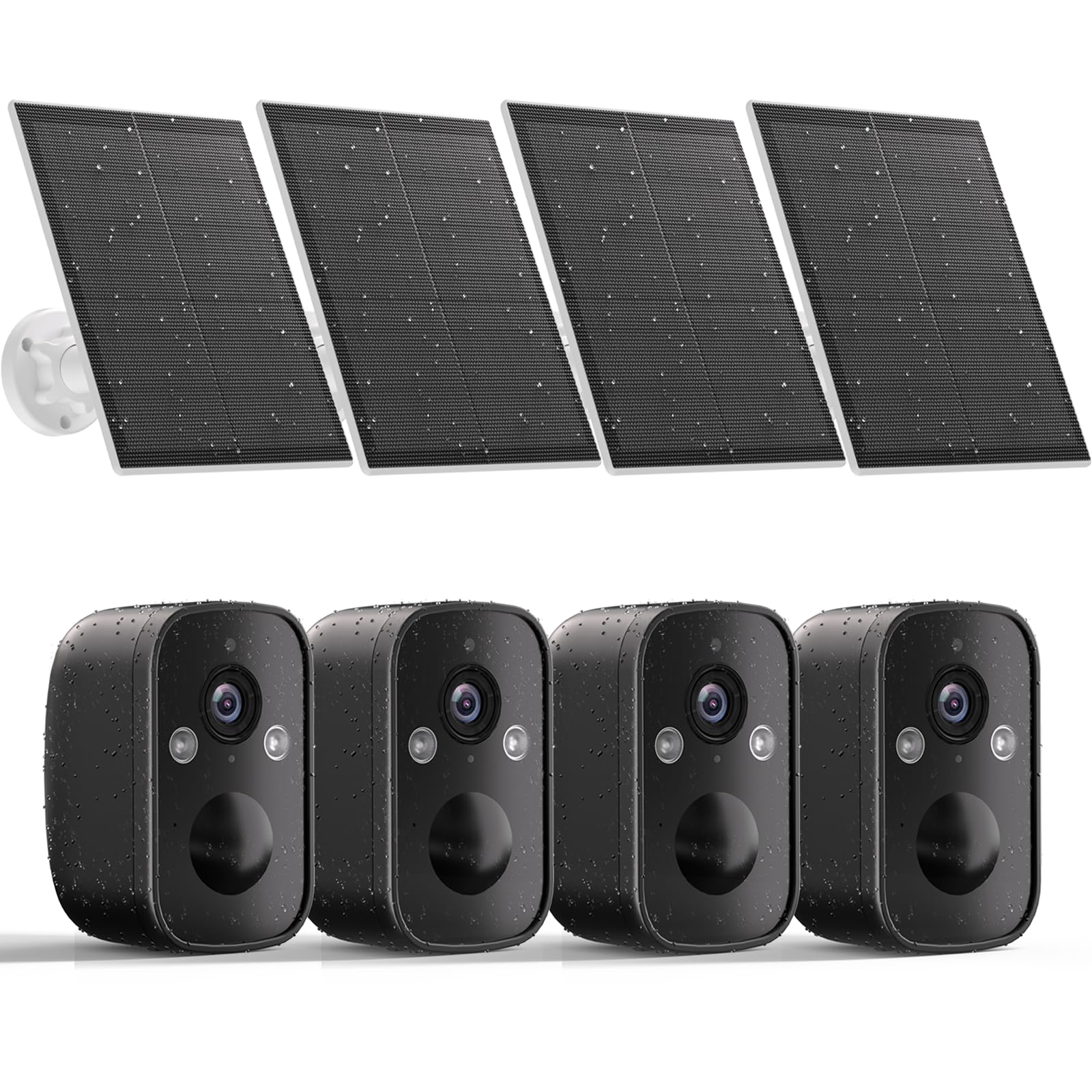 Photo 1 of ***NON-FUCTIONAL SELLING AS PARTS ONLY*** 4 Pack Solar Security Cameras Wireless Outdoor, 2.5K Battery Powered Camera for Home Security with Solar Panel, AI Motion Detection, Color Night Vision, 2-Way Audio, Waterproof, SD/Cloud, Works/Alexa