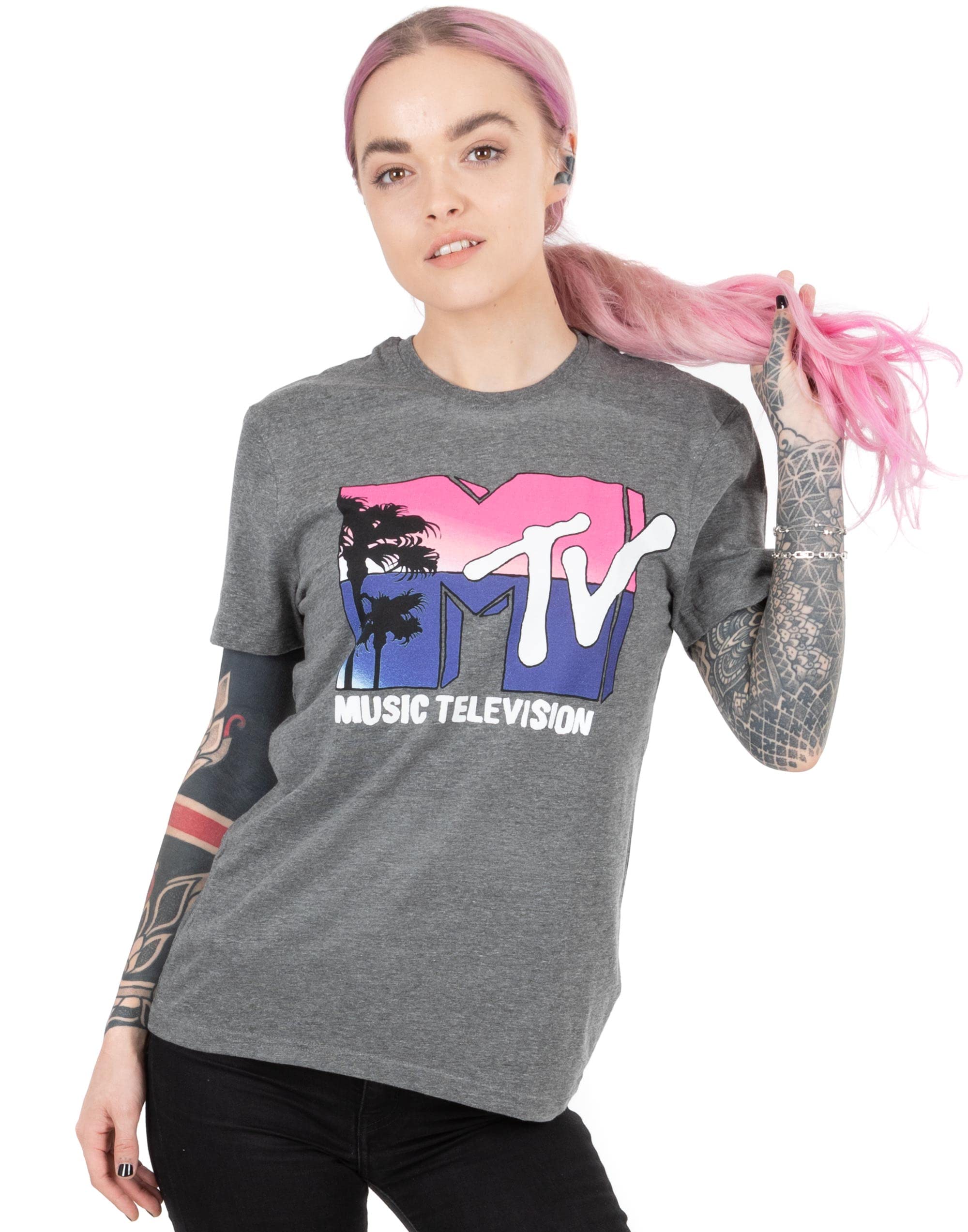 MTV Women's Short Sleeved T-Shirt - Grey - Size S