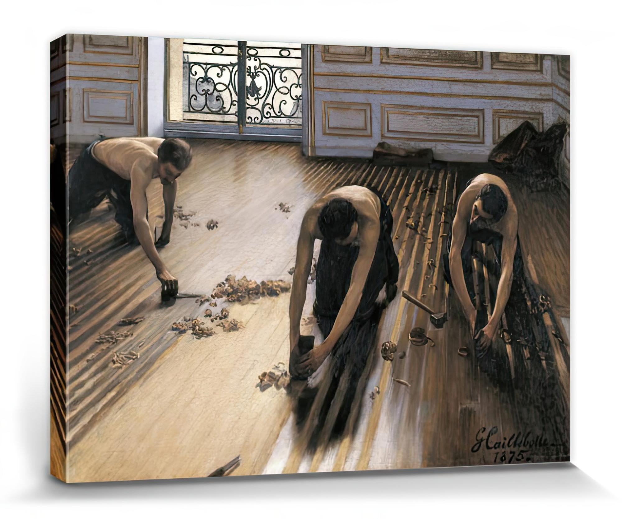 Toile Gustave Caillebotte Les Raboteurs de Parquet Affiche Murale Encadrée Déco Grand Format
