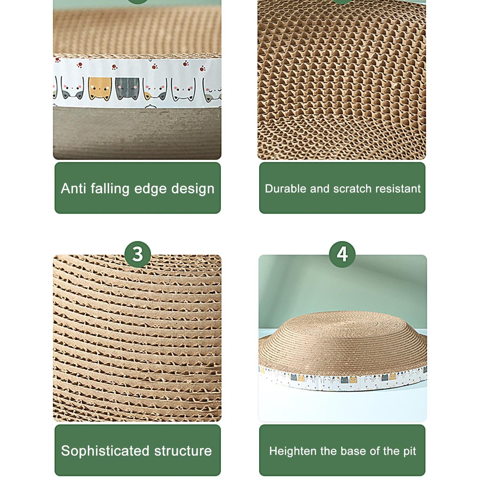 Rascador de cartón para gatos, rascador de gatos en forma de cuenco de | alta densidad para rascar postes y muebles, poste rascador para muebles de interior para gatos de interior que duermen