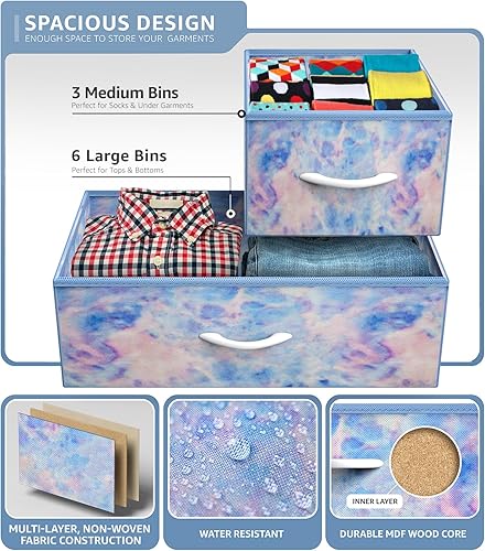 Miniatura 5 de Sorbus - Cómoda para niños con 9 cajones, mueble de almacenamiento en torre para dormitorio, pasillo, armario, organización de oficina, marco de