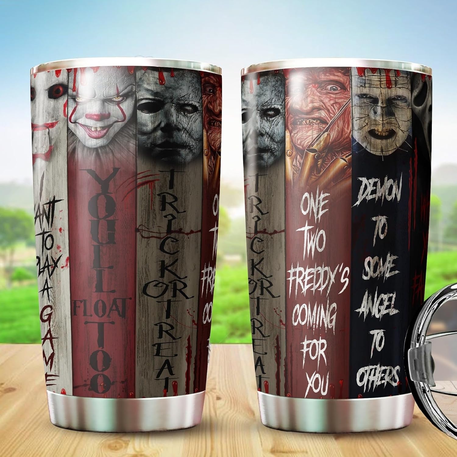 Horror Tumbler - Halloween Coffee Cup - Gifts for Men, Women on Birthday, Christmas - Horror Decorations - 20 Oz - Image 2