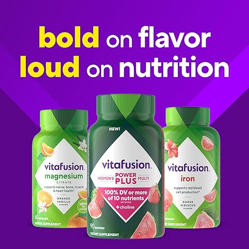 Miniatura 8 de vitafusion Power Plus - Gomitas multivitamínicas para mujer, 100% valor diario o más de 10 nutrientes, ayudan a apoyar los nervios, el metabolismo