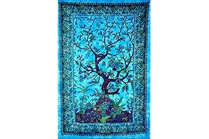 The Boho Street Turquoise Tree of Life Tapestry - Bohemian Wall Art