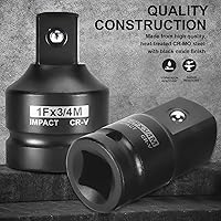 Vista 2 de AOBEN Juego de 8 adaptadores y reductores de impacto, 1/4, 3/8, 1/2" Adaptador de enchufe SAE, Kit de conversión de destornillador de impacto