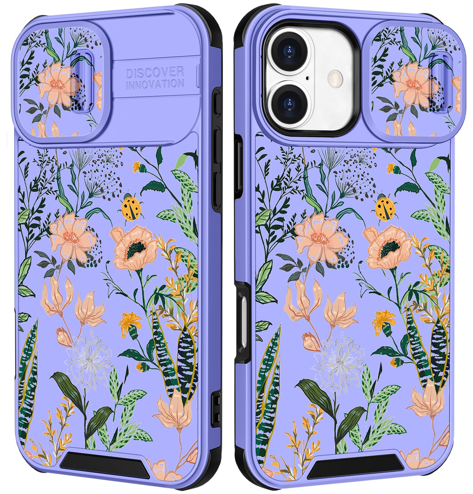Funermei for iPhone 16 Plus Case - Women Girls Cute Phone Cover Girly Pretty Aesthetic Floral Flower Unique Design with Camera Cover Funda for Apple for iPhone 16 Plus