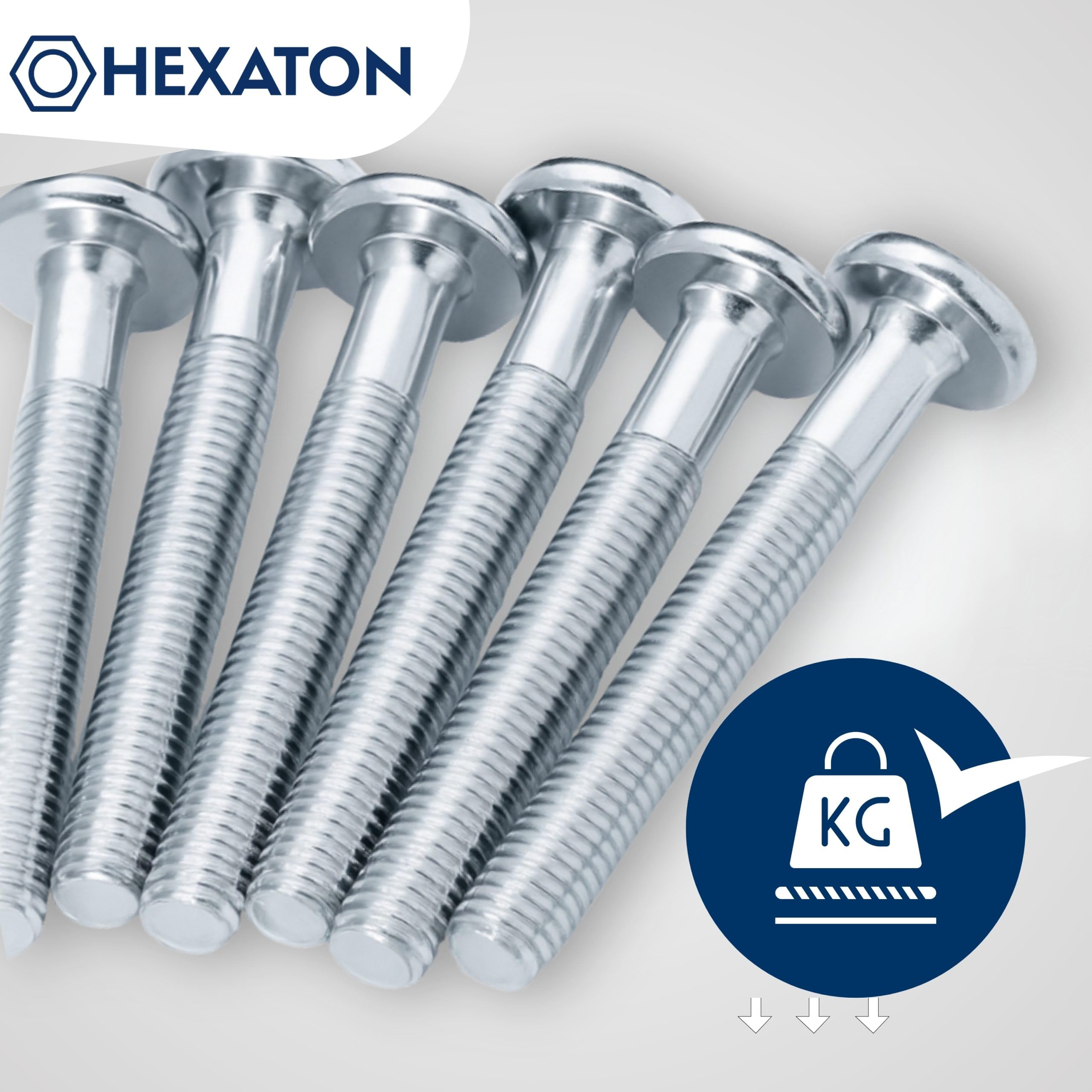 HEXATON Vis Mécaniques M6 x 55 mm – Lot de 50 – Tête Cylindrique à 6 Pans Creux – Acier Zingué Blanc – Filetage Métrique Partiel