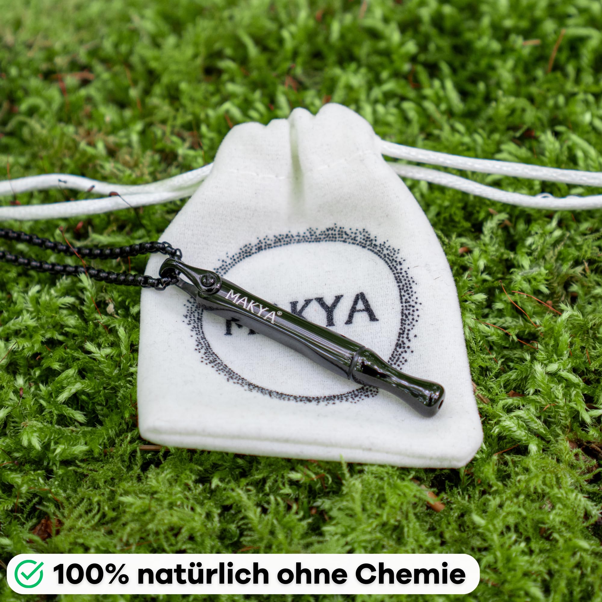 Makya V3 Black – Rauchentwöhnung Hilfsmittel – MEHR WIDERSTAND – Nikotin & Chemiefrei - Nicht Kompatibel Taste Filter – Simuliert Rauchgefühl – Stressabbau & Atemtraining – Edelstahl Kette