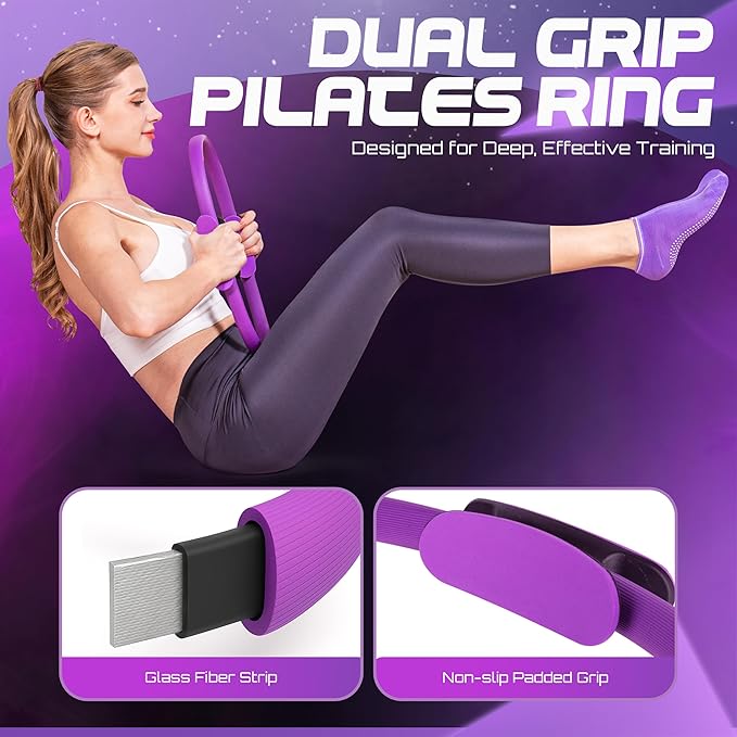 Kit de Pilates Hogareño - Anillo y Pelota de 15 Pulgadas con Bandas miniatura 2