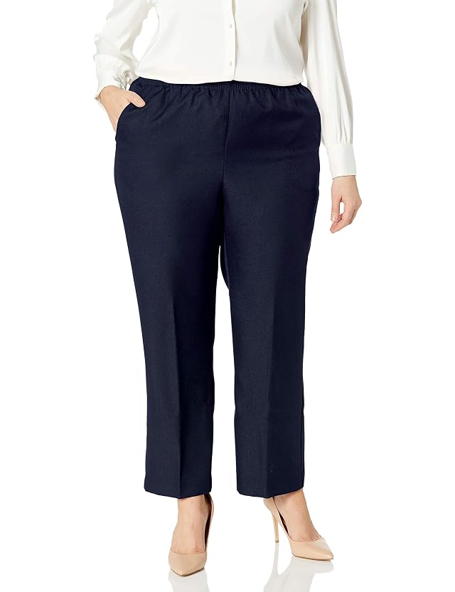 Alfred Dunner Womens Plus High Rise Office Straight Leg Pants Navy 16W