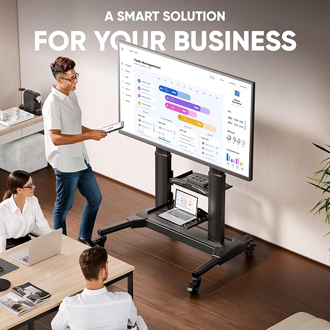 Soporte móvil para TV ONKRON de 40 a 80 pulgadas, con ruedas, negro miniatura 4