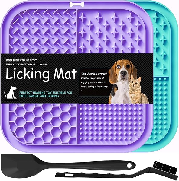 Lesipee Leckmatte Hund, 2er-Set, Cyan-Lila, 20cm