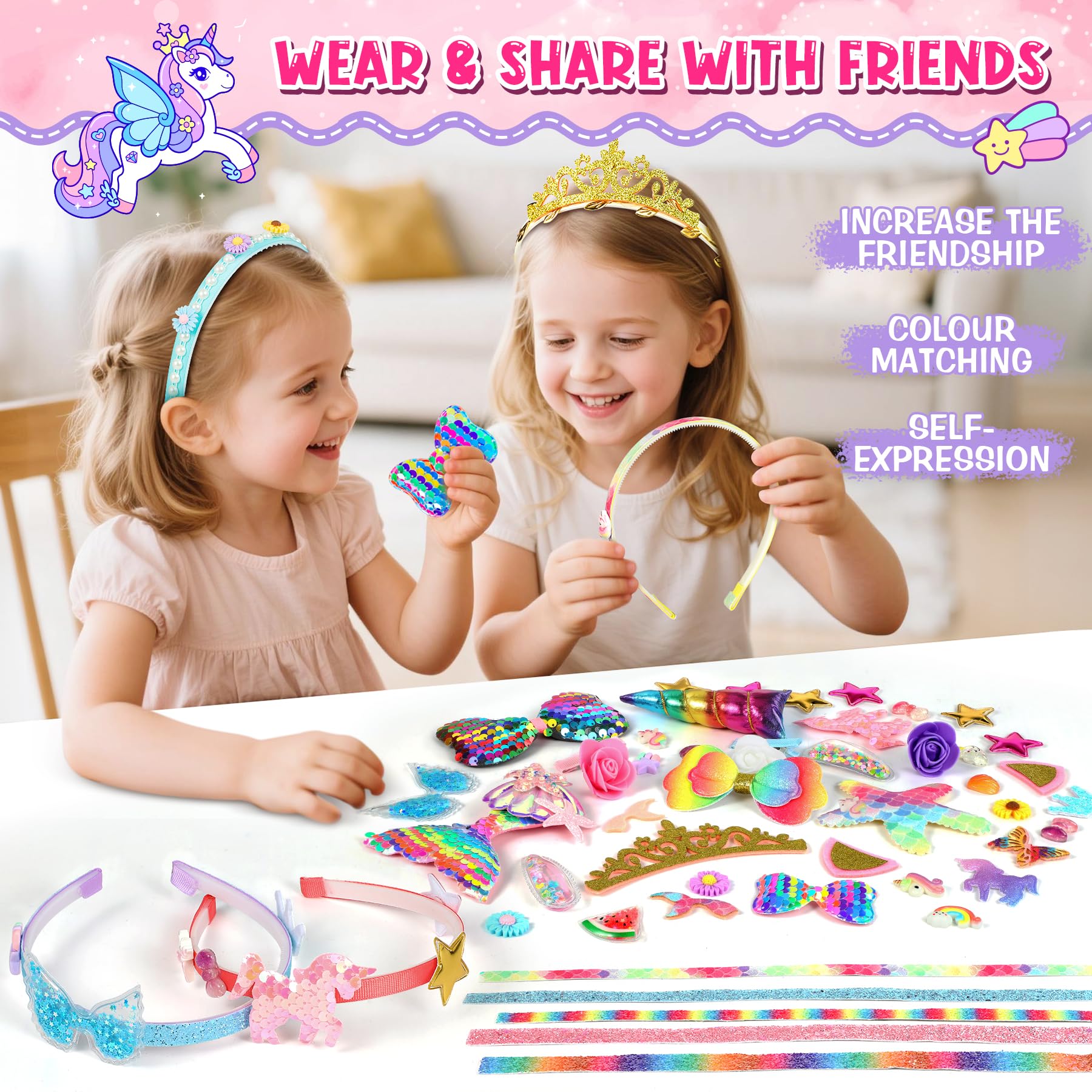 Pourbibi Kit De 10 Diademas Para Niñas, Manualidades, Accesorios Para El Cabello, Juguetes, Regalos De Cumpleaños Para Niñas De 3 a 8 años