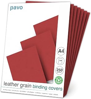 Pavo - Einbanddeckel-Lederoptik DIN A4, 250 g/m², 100-er Pack, Rot
