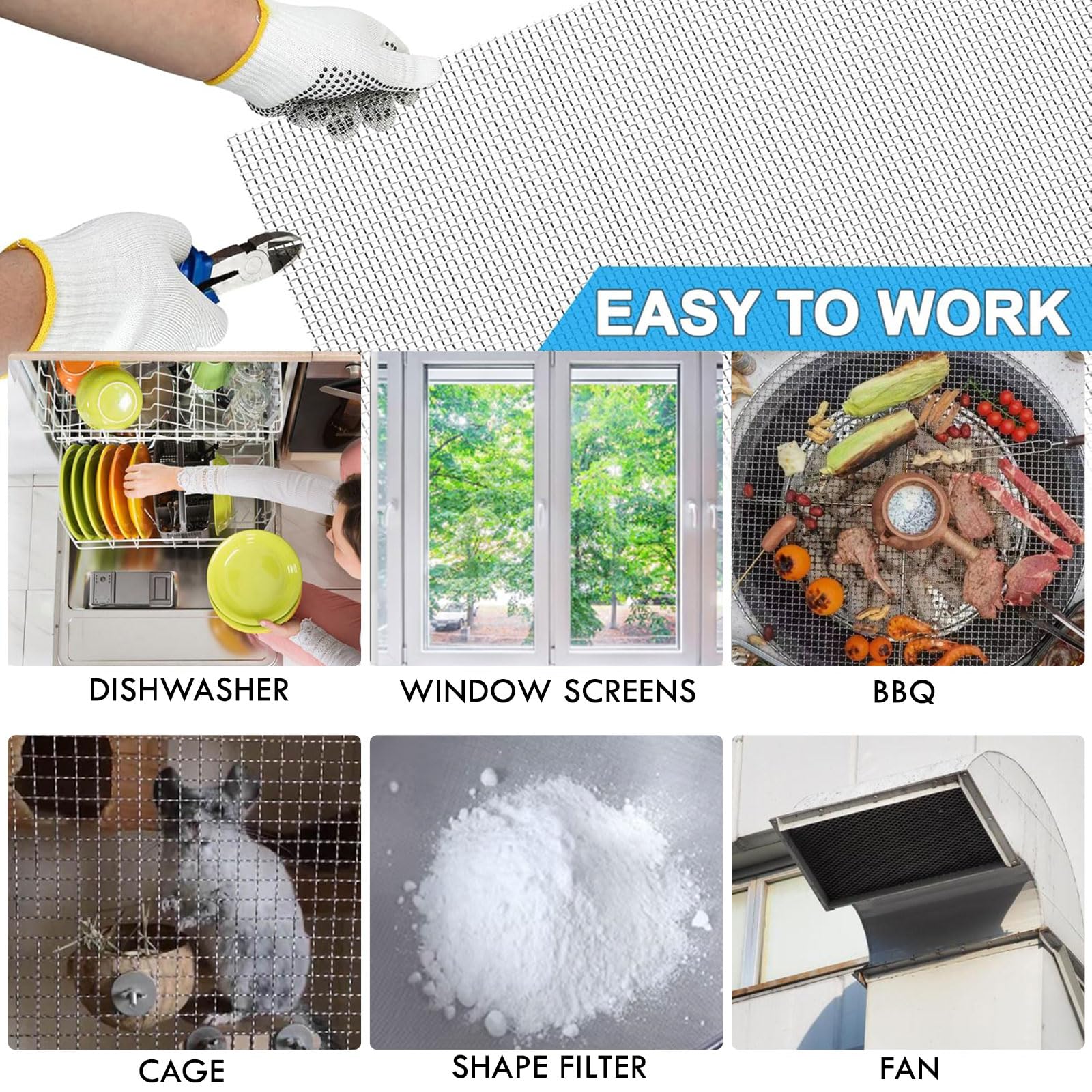 TIHONORI 304 Stainless Steel Wire Mesh Screen, 100X100cm Wire Mesh Window Screen Mesh 20-500 Mesh Fine Woven Metal Filter Mesh, Mesh Screen for Vent Cage Garden,200 Mesh